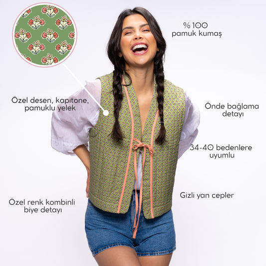 Olive Dust Kapitone Yelek