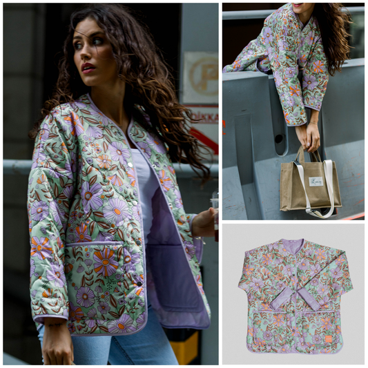 Retro Garden Puffer Ceket