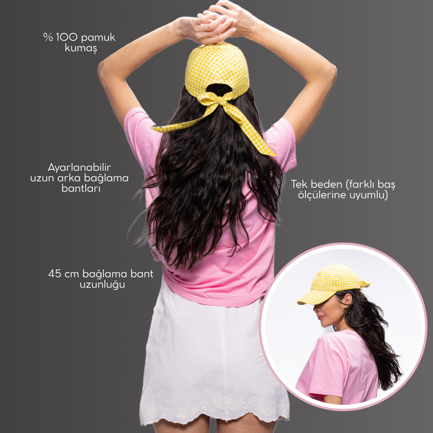 Cheesy Lemon golf kep arka detay, konforlu ayarlanabilir pamuklu şapka