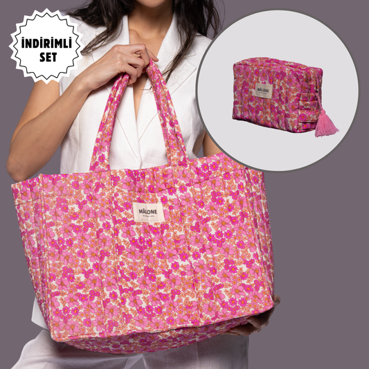 Cotton Candy Maxi Tote & bakım çantası kadın büyük pamuk kapitone çanta