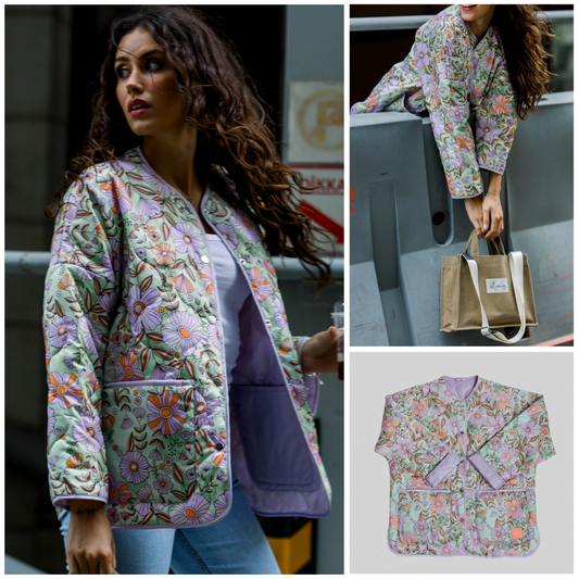 Kapitoneli kumaş dokusu ve fonksiyonel cep detaylarıyla Retro Garden Puffer Ceket, hem pratik kullanım hem de sıcaklık sağlayarak kış stilinizin vazgeçilmez parçası olur.