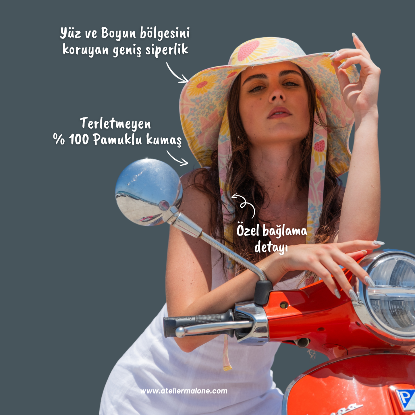 Romance bucket şapka dikiş ve bant detayı, kaliteli pamuklu kumaş