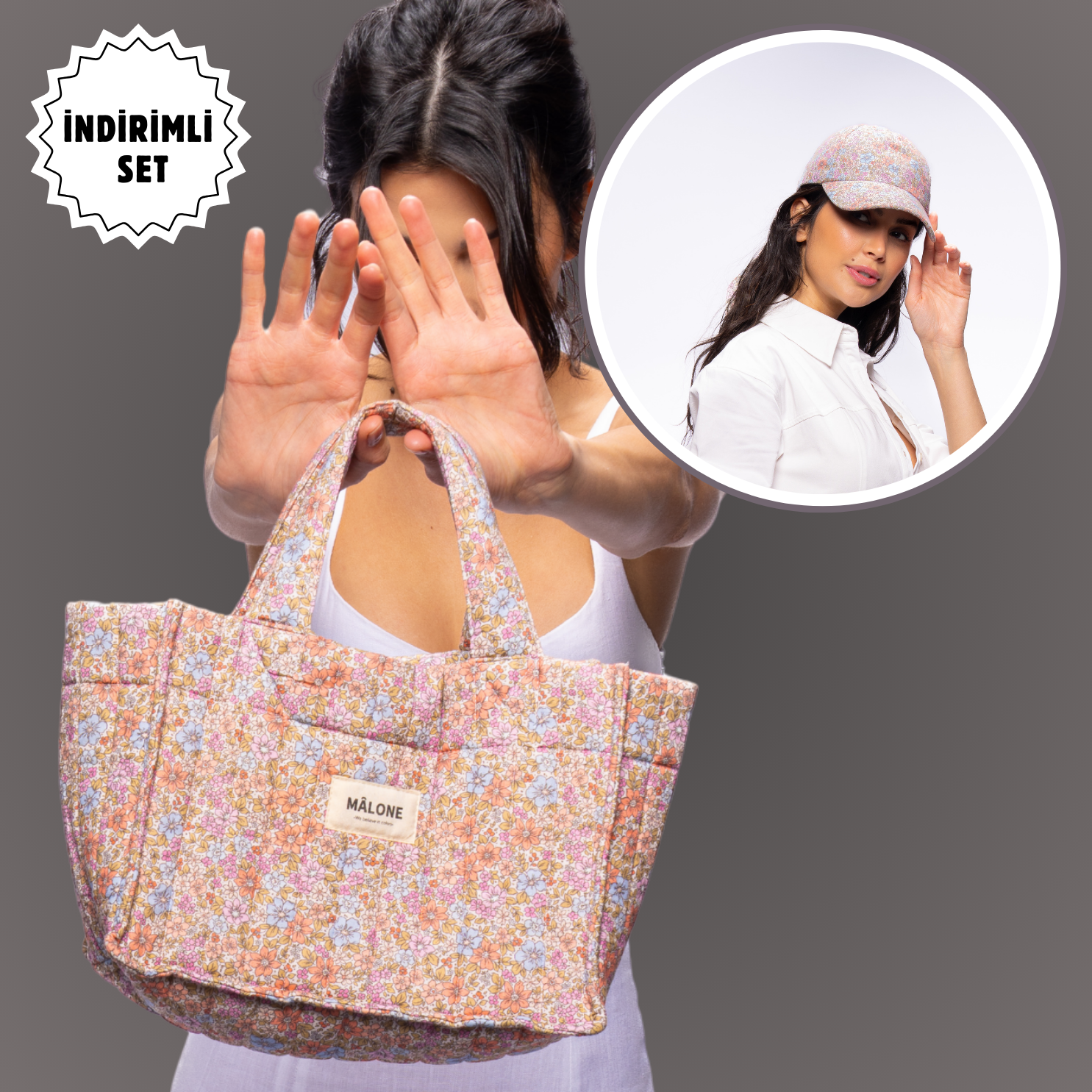 Soft Garden Petit Tote çanta ve golf kep şapka seti