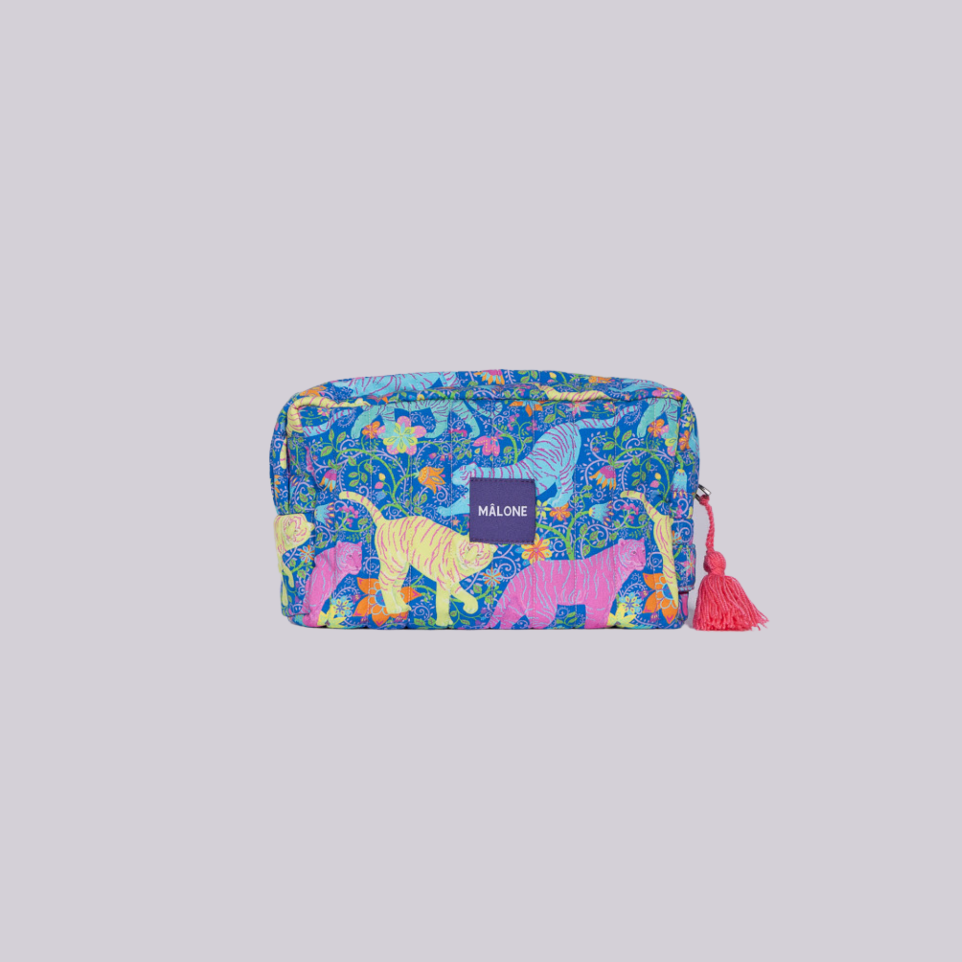 Tigers desenli kozmetik çantasi ön açı, modern ve fonksiyonel tasarım