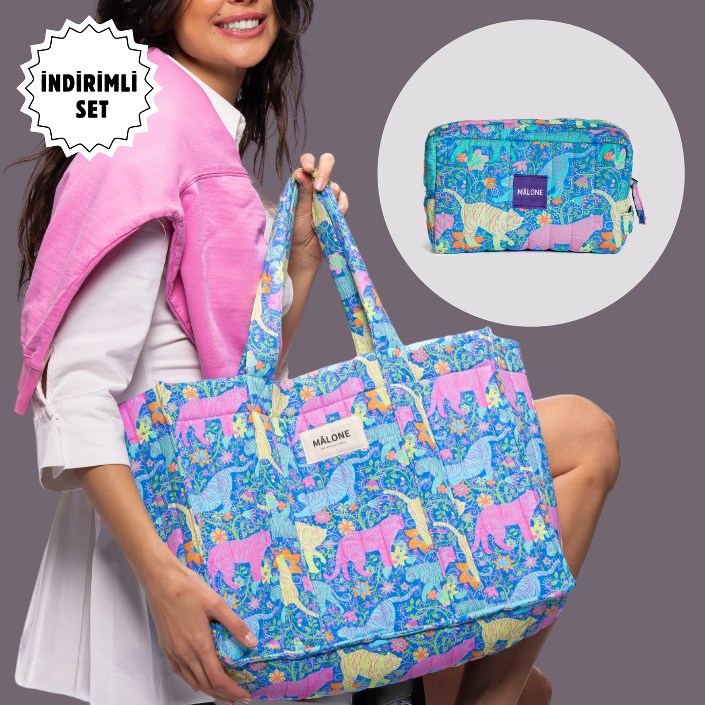 Tigers Maxi Tote bakım çantası, kadın büyük tote çanta